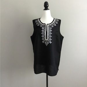 Talbots Sleeveless Embroidered Top, Size 14.